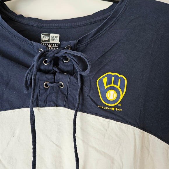 New Era Milwaukee Brewers MLB Long Sleeve T-Shirt Women's Small Blue White - Picture 3 of 7